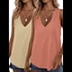 thumbnail image 1 of Paquete de 2 Camisetas Sin Mangas para Mujer, Blusas Informales Holgadas con Cuello en V para Vacaciones en la Playa. Albaricoque y Coral L, 1 of 6