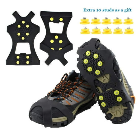 Ice Snow Grips Over Shoe Traction Cleat Rubber Spikes Anti Slip 10-Stud (Best Grip Shoes For Snow)