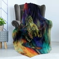 thumbnail image 4 of Tribal Soft Flannel Fleece Throw Blanket, Grungy Futuristic Design of Foreman Bull with Motley Effect, Cozy Plush for Indoor and Outdoor Use, 70" x 90", Multicolor, by Ambesonne, 4 of 5