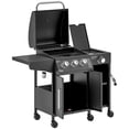 thumbnail image 1 of CoSoTower 3 Burner Gas Grill with Side Burner, 9.5 KW Propane BBQ Grill, Cabinet Style with Shelves, Wheels, Instant Ignition, 1 of 7
