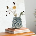 thumbnail image 7 of Bloomingville Organic Shaped Stoneware Vase with Wavy Pattern Exterior, Blue and Ivory, 7 of 7