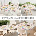 thumbnail image 7 of Round Fitted Tablecloth with Elastic Edges Fits 45"-52" Round Tables Pioneer Colorful Floral Waterproof Table Cover Washable Indoor and Outdoor for Party Kitchen Dinner Banquet Patio Picnic, 7 of 7