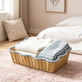 thumbnail image 4 of Hand-woven Paper Rope Storage Basket 15x11x3 Inch Imitation Rattan Decorative Organizer for Snacks and Sundries Home Kitchen Shelf Storage, 4 of 6