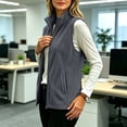 thumbnail image 6 of Lcziwo Sleeveless Zip Up Vest Women Polar Fleece Stand Collar Casual Jacket Pockets Fall Winter Warm Outerwear Dark Gray,L, 6 of 9