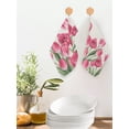 thumbnail image 2 of Pink Tulip Flower Kitchen Dish Towels for Drying Dishes Set of 3, Spring Floral Leaves Plants Retro Beige Waffle Weave Microfiber Hand Tea Bathroom Towels Quick Dry & Absorbent Towel 12x12, 2 of 7