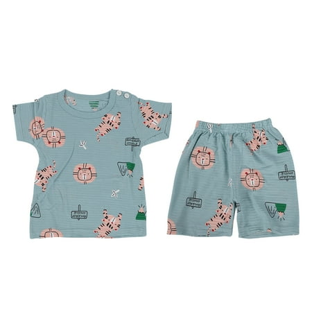 

Baby Summer Clothes Set Baby Shorts Outfit Sweat Absorbing For Birthdays For Daily Life Jungle Animals 130cm