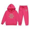 thumbnail image 2 of lnmuld 2 Piece School Outfits for Girls,Girls Hoodie and Joggers Set Stylish Winter Outfit Comfy Casual Kids Clothes for Toddler to Teen with Print Size:4-5 Years, 2 of 3