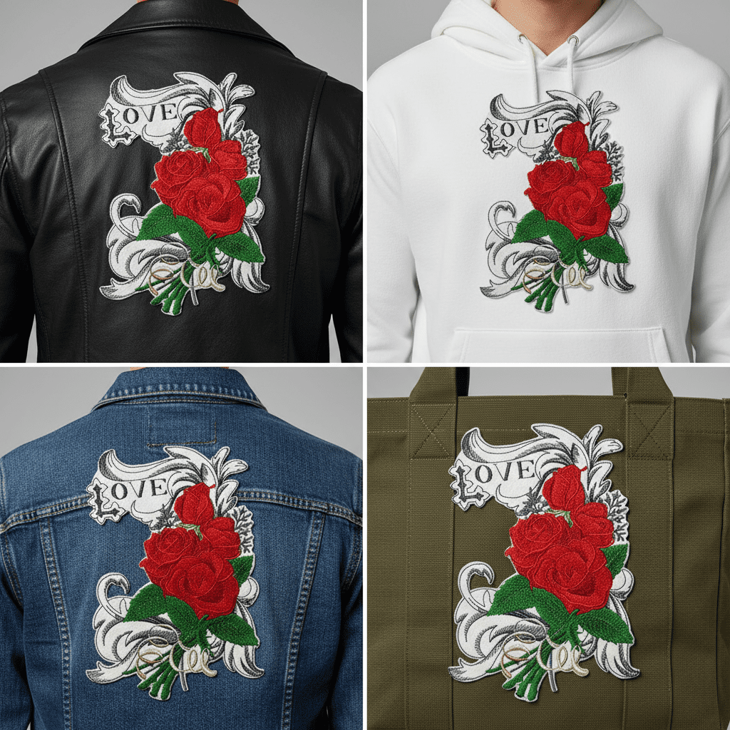 BeyondVision Custom Romantic Rose[ Love with Roses] Embroidered Iron on/Sew Patch [7" 5"]