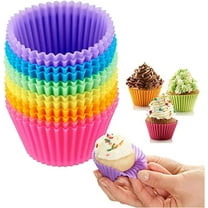 Cupcake Liners, Silicone Baking Cups, Mini Cupcake Liner, Reusable Baking Cups - 12pcs Cupcake Wrappers Molds for Baking, Muffin Wrappers & Dishwasher Safe