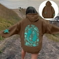 thumbnail image 5 of FAOWME Women's Hoodies With Pocket Long Sleeve Cartoon Print Drawstring Loose Fit Comfortable Sweatshirt For Everyday Wear Coffee Xxl, 5 of 7