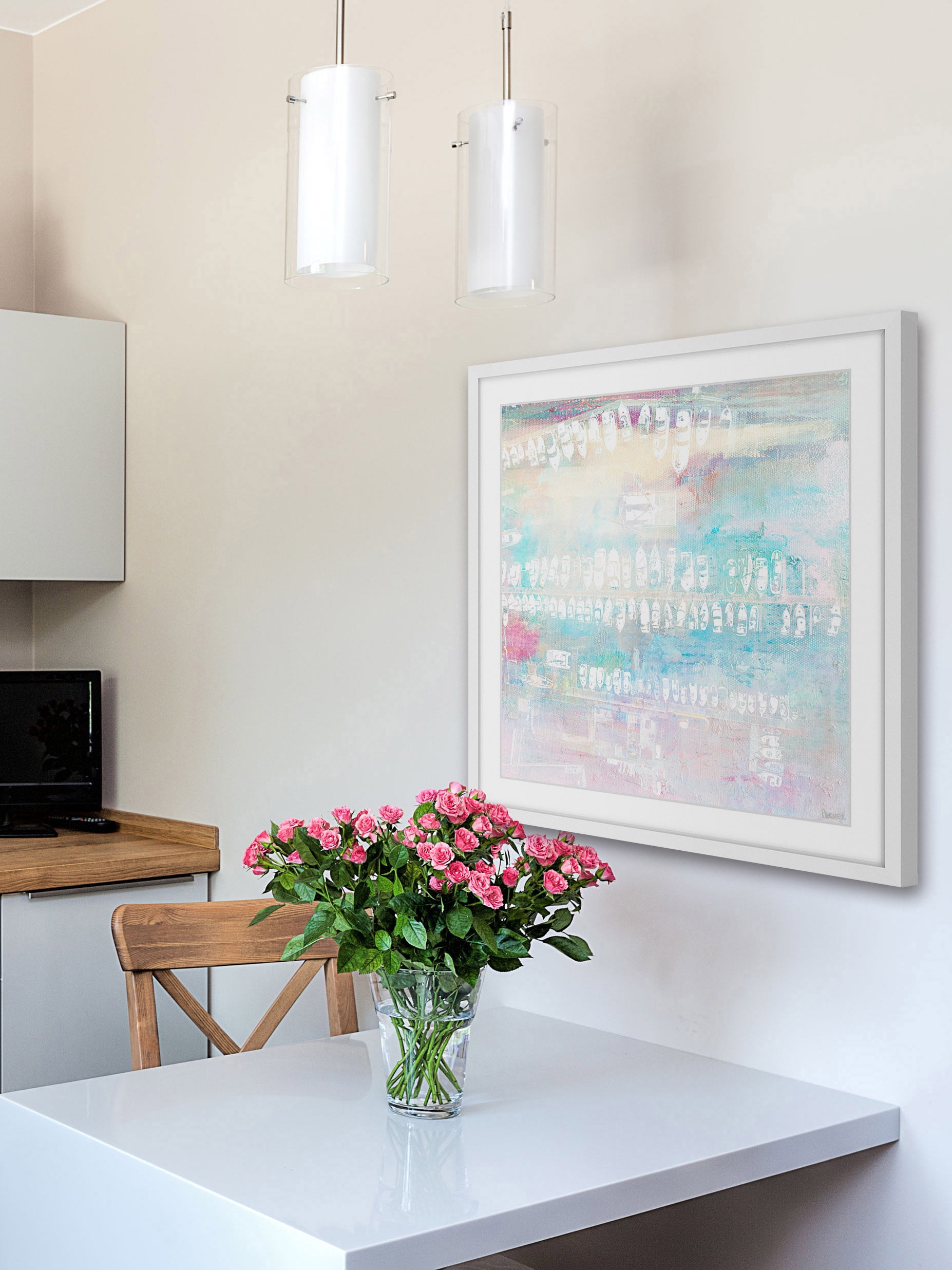 "Many White Boats" Framed Painting Art Print, 18" x 1.5"