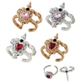 thumbnail image 1 of Adjustable Vintage Sword Piercing Heart Ring Set, Gothic Couple Style Ring, Open Adjustable Statement Ring, Inlaid With Rhinestones, Romantic Jewelry Gift for Her(4PCS)Q, 1 of 8