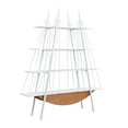 thumbnail image 6 of Tcbosik 4-Tier Bookshelf, Sailboat-Shaped Bookcase with Drawer, Display Storage Rack with Metal Frame for Home Office, Living Room, Bedroom, White, 6 of 9