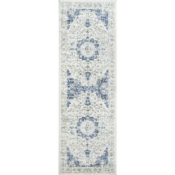nuLOOM Vintage Persian Area Rug, Blue Medallion, 2' 8" x 8', Indoor Use