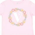 thumbnail image 4 of Inktastic Monogram Letter V Rose Floral Wreath Girls Toddler T-Shirt, 4 of 5