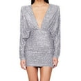 thumbnail image 4 of Kaemgyyd Cocktail Dresses for Women Long Sleeve Sequin Short Dress Sparkly Glitter V Neck Bodycon Mini Dress for Party Club, 4 of 6