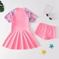 thumbnail image 5 of TOWED22 Toddler Girl Swimsuit One Piece Rash Guard Bathing Suit Little Girls Short Sleeve Quick Dry Swimwear 1-7 Years Pink,9-10 Y, 5 of 6