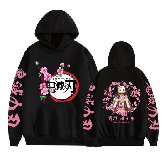 ZHIYAN Anime Print Hoodies Blade Warm Fleece Japanese Street Kamado Nezuko Custom Men‘s Sweater Pullover Hoodies,XXS,Black8