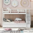 thumbnail image 2 of [US IN STOCK] Stairway Twin-Over-Twin Bunk Bed with Three Drawers for Bedroom, Dorm - White, 2 of 9