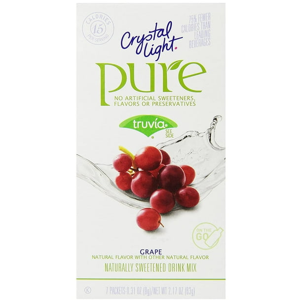 Crystal Light Pure Drink Mix, Grape, On The Go Packets, 7 Count (Pack
