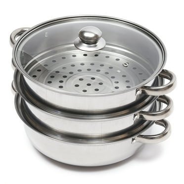 Dwellnix Vegetable And Rice Steamer, Stainless Steel 3 Tier Steamer Momo Maker, Modak, Pasta, Salad Steamer with Lid for Induction Cookers Electric Furnaces Gas Stoves, 11in