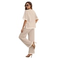 thumbnail image 6 of MINTREUS Plus Size Women's Cotton 2-Piece Loungewear Short-Sleeve Round-Neck Pullover Top Wide-Leg Pants Women's PJ Casual Set S-4X, 6 of 8