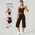 thumbnail image 2 of KPOPLK Workout Clothes for Women 2 Piece Solid Gym Yoga Outfits Set Sports Bra High Waist Capri Pants Activewear Coffee,Size S, 2 of 7