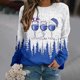 thumbnail image 2 of Gibobby Sudadera de Navidad para mujer Sudadera Retro informal de otoño e invierno para mujer, sudadera con estampado de copa de de Navidad, Top de manga larga(Azul,G), 2 of 4