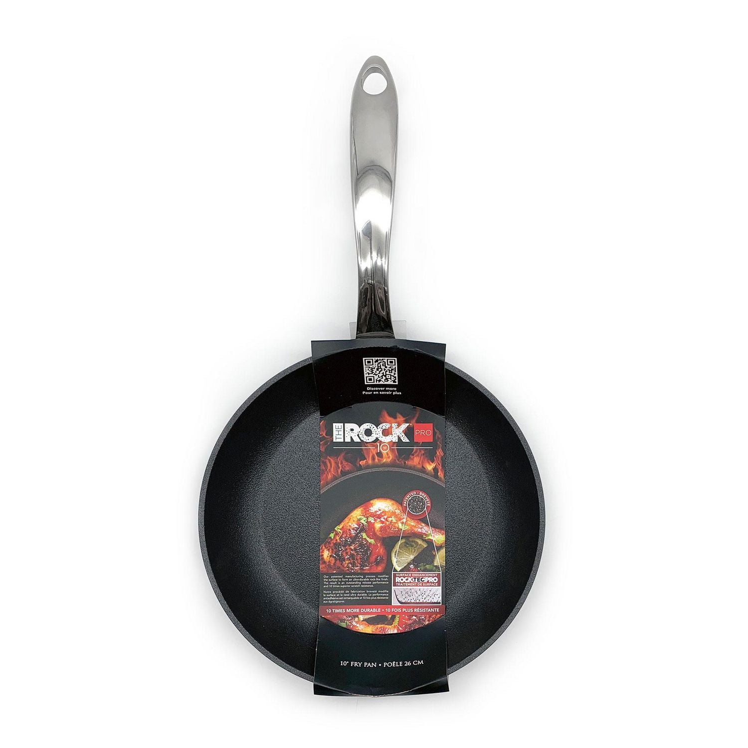 Starfrit The Rock PRO 10" Non-Stick Fry Pan, Induction Compatible, Forged Aluminum Base, Scratch Resistant, Oven Safe, PFOA Free, Stainless Steel Handle