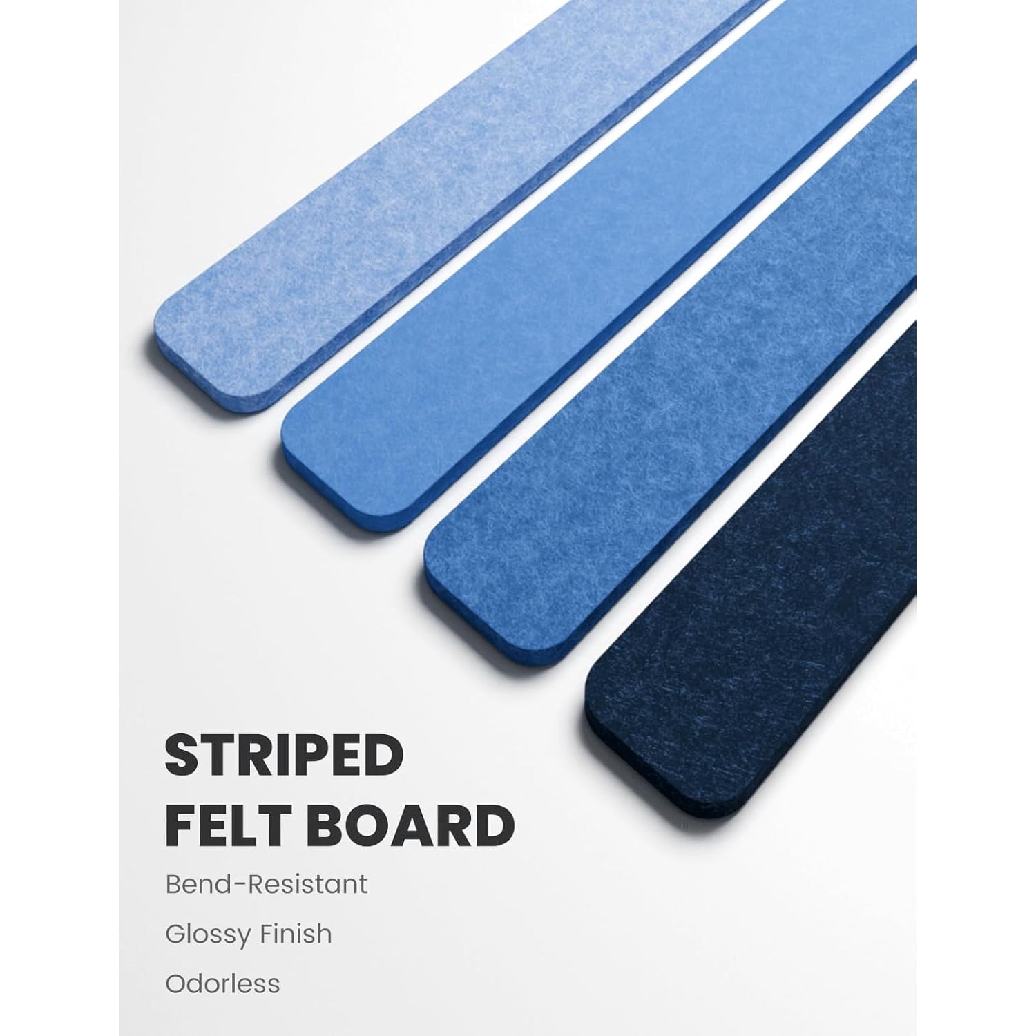 Cork Board Alternative Felt Strip Board 8-Pack 13"x2", Office Pin Board with 50 Push Pins, Adhesive Install for Bedroom Door & Home Office(Denim Mist)