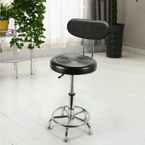 Anqidi Adjustable Hydraulic Salon Seat Black Metal Bar Stool Mechanics Chair w/Backrest