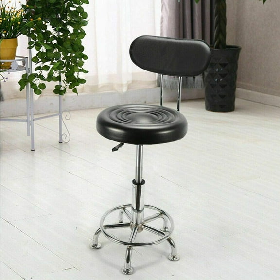 Anqidi Adjustable Hydraulic Salon Seat Black Metal Bar Stool Mechanics Chair w/Backrest