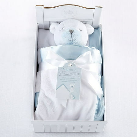 Baby Aspen Infant Solid Satin Plush Baby Blankets, Crib, Blue