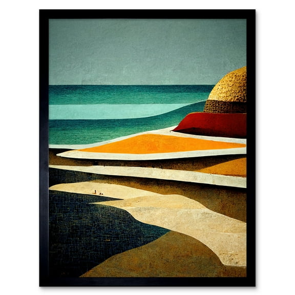 Abstract Modern Beach Ocean Coastal Africa Art Print Framed Poster Wall Decor 12x16 inch