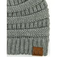 thumbnail image 3 of C.C Messy Bun Ponytail Beanie Cable Knit High Bun Hat for Women, Light Melange Grey, 3 of 11