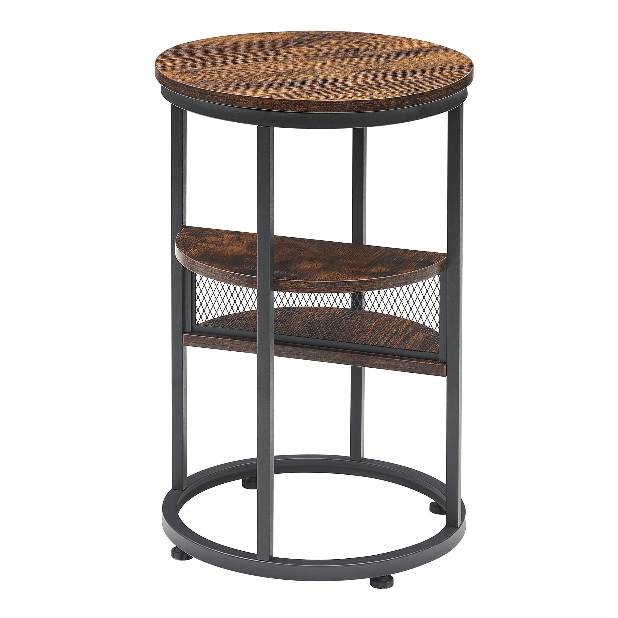 Round End Table with Storage, Round Side Table 15.7'' Farmhouse End