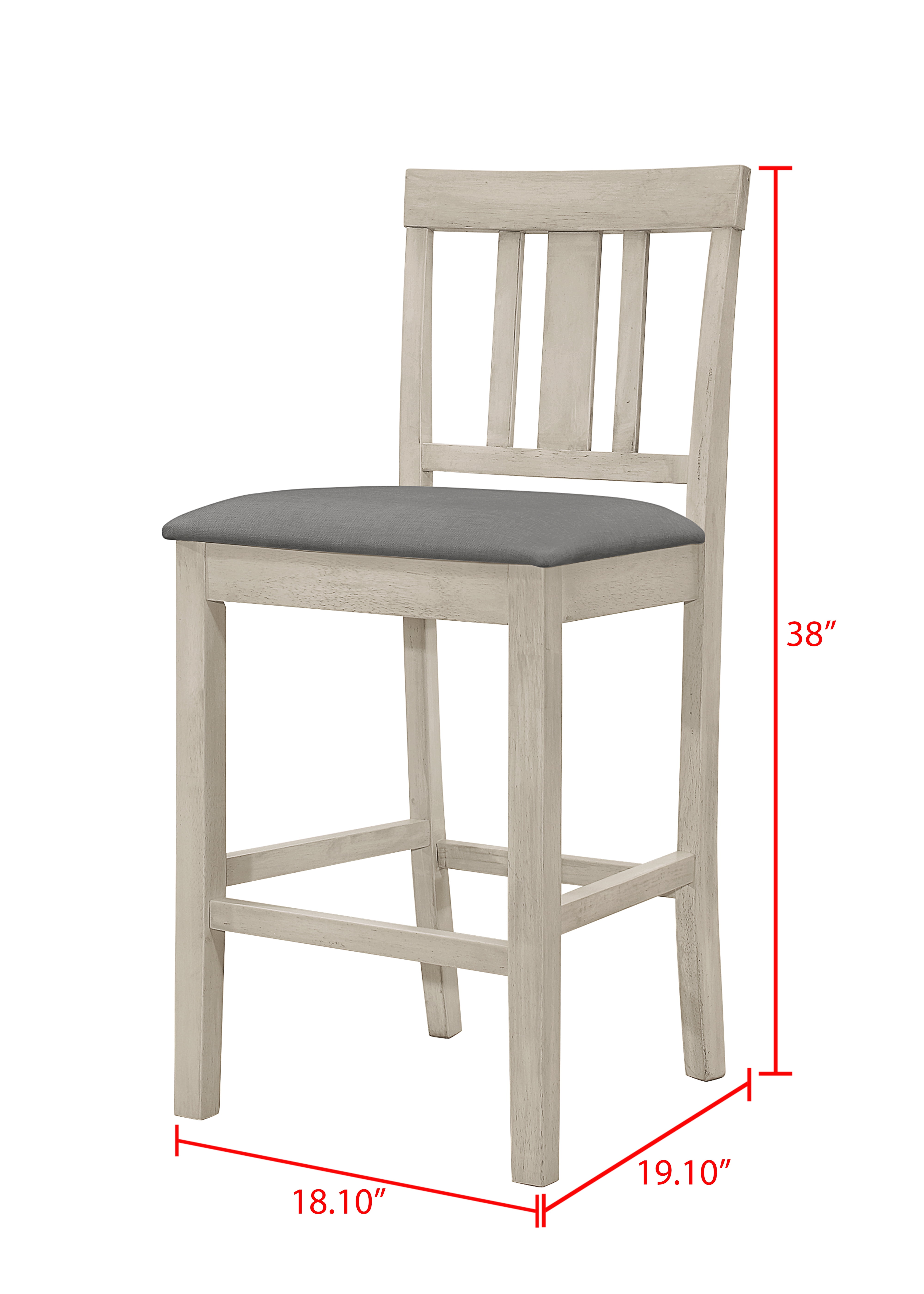 Home Design Kinsley Counter Chairs (Set of 4), Antique Gray/Gray, Slat-back design, Padded seat, Comfortable seating, Sturdy frame, Modern minimalist style, Durable construction