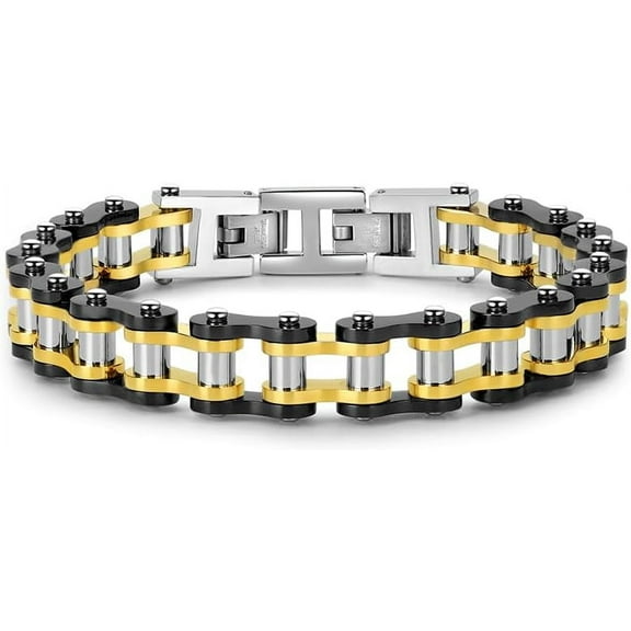 Bike Chain Link Bracelet, Stainless Steel Chain Bracelet for Men, Fashionable and Versatile Motorcycle Chain Bracelet, Holiday/Anniversary/Valentine's Day Gift