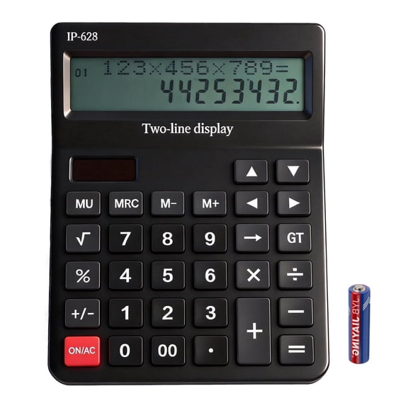 Calculators Desktop, Desk Calculator with Large 2 Line Display, Basic Calculator with Big Button, 4 Function Calculator for Business, Students, Office Supplies (Black)