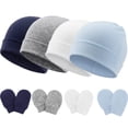 thumbnail image 1 of Set de gorros y manoplas para bebés BQUBO, gorros de algodón, 1 of 8