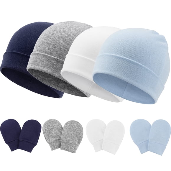 Set de gorros y manoplas para bebés BQUBO, gorros de algodón