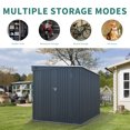thumbnail image 6 of 6x8FT Outdoor Metal Storage Shed, Galvanized Steel Garden Shed with Lockable Doors & Free Light Panel, Carbon Black, 6 of 8