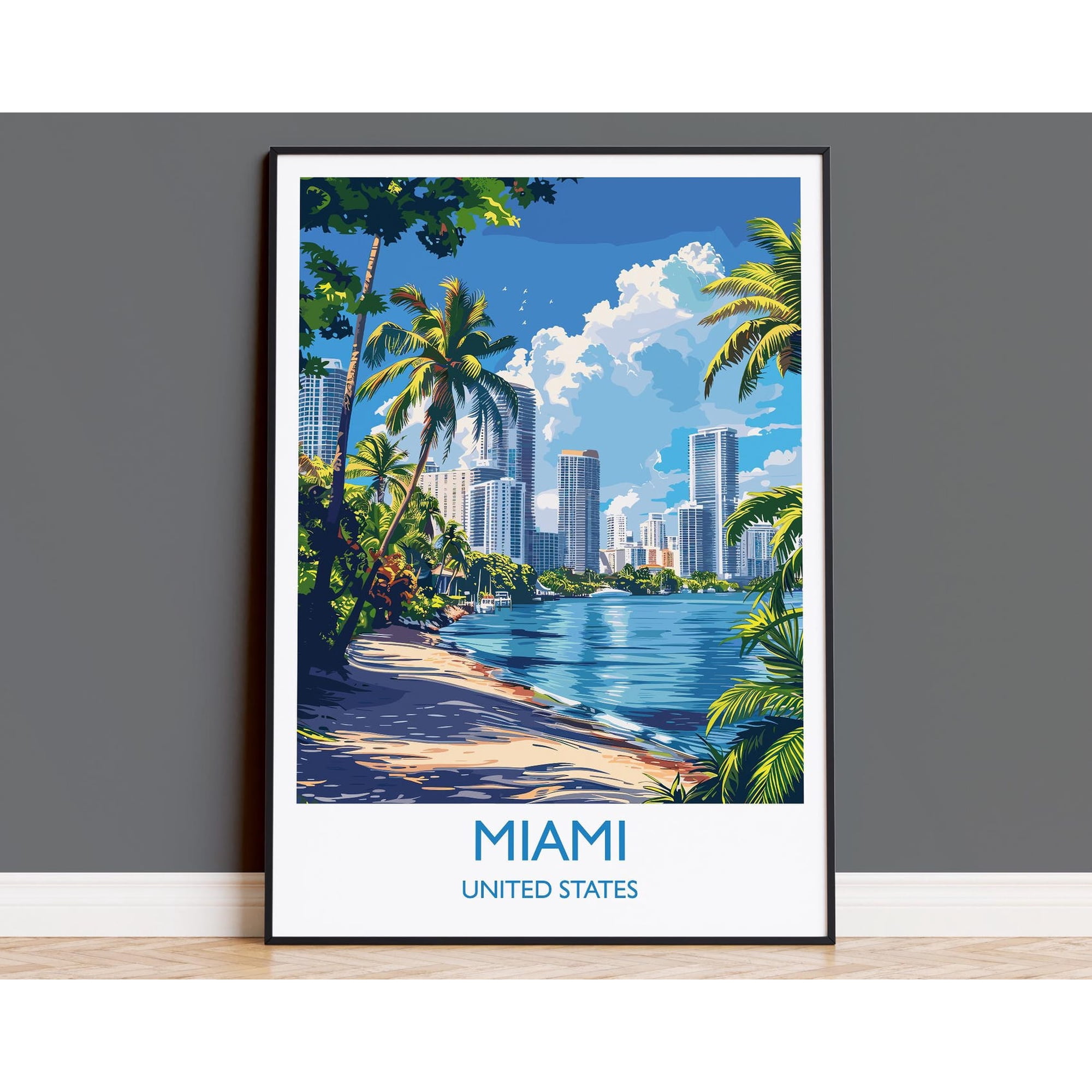 Miami Travel Print Wall Art Travel Poster Of Miami Miami Art Lovers Gift Usa Art Gift Art