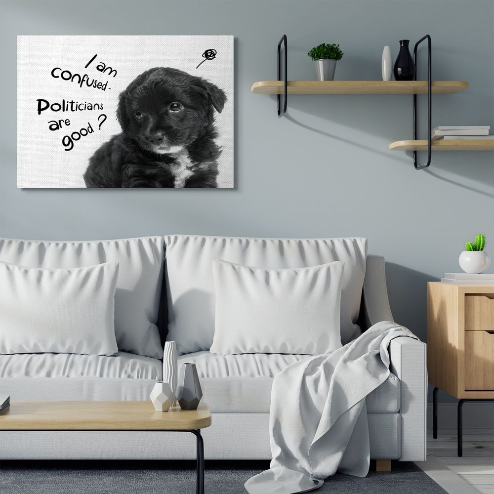 Stupell Industries Politicians Are Good Question Cute Puppy Political Humor Canvas Wall Art Design by Ziwei Li