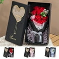 thumbnail image 1 of Caja de regalo de flores artificiales para el Día de la Madre | Diseño floral realista de plástico y papel | Elegante empaque de cinta | Regalo romántico para mamás | Rojo Azul Rosa | 12,6 x 7,06 x, 1 of 7