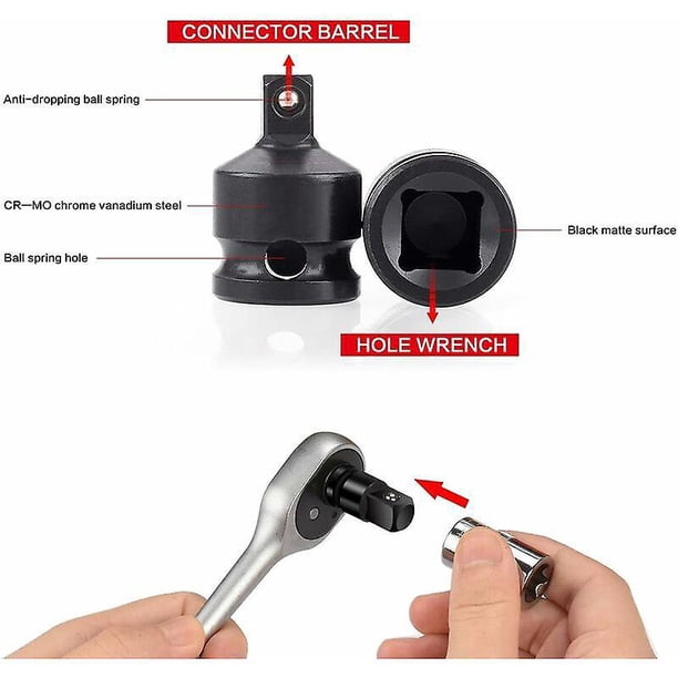 Juego Adaptadores Para Llaves BGS Technic | Juego De Adaptadores De Puntas Con Bola De Retención Adaptador 1/4 A 1/2