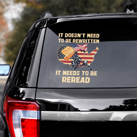 Lotusprinthandmade It Doesn't Need To Be Rewritten US Pride Transparent Vinyl Decal 4 Sizes (6x9 Inches)