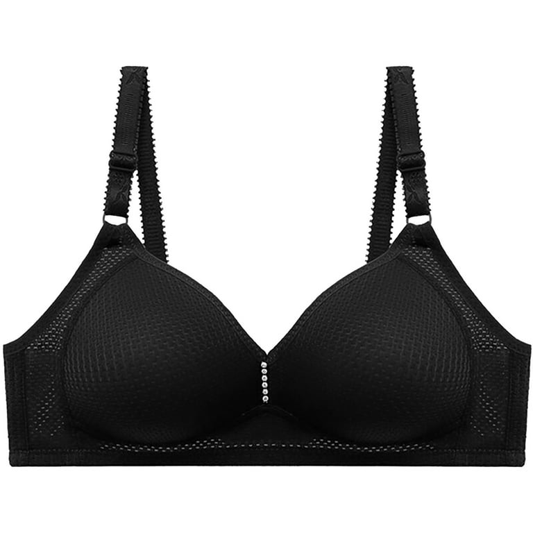 AILIVIN Bras for women full coverage Wireless womens bras full size support  minimizer not back fat wide straps wirefree unpadded lift up comfy Plus size  bra Black 34DD 34 DD double D 