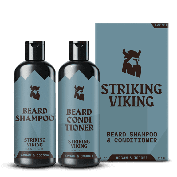 Striking Viking Beard Shampoo & Conditioner Cologne Argan & Jojoba Oil 2 x 4 oz Natural Beard Care