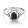 thumbnail image 2 of Gem Stone King 1.09 Ct Oval Brown Smoky Quartz 925 Sterling Silver Ring (Size 5), 2 of 4